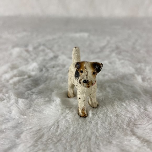 Vintage  Cast Iron  Miniature Painted  Fox Terrier Dog Statue - Picture 3 of 6